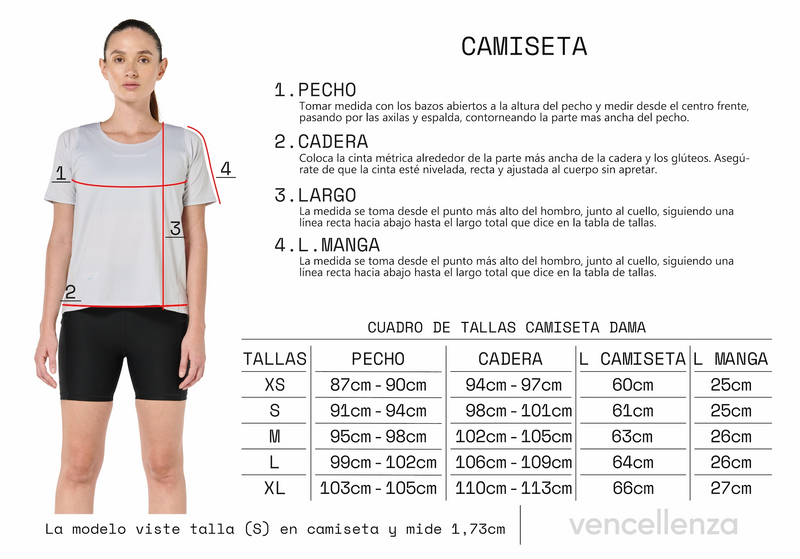 Guía de tallas mujer running camisetas