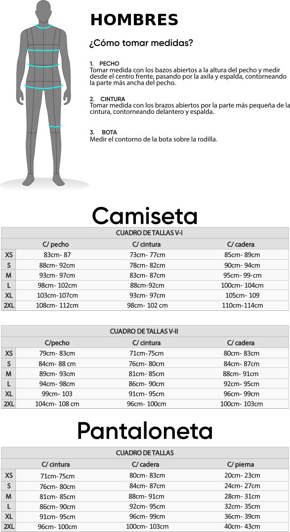 Guía de tallas hombre ciclismo