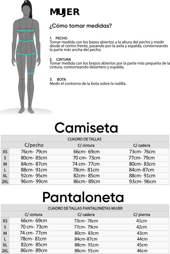 Guía de tallas mujer ciclismo