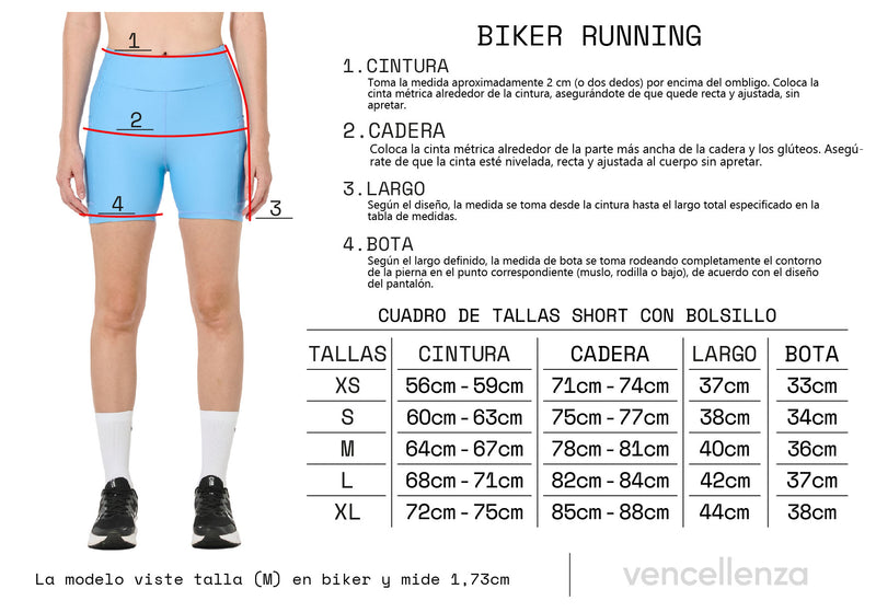 Guía de tallas mujer running biker