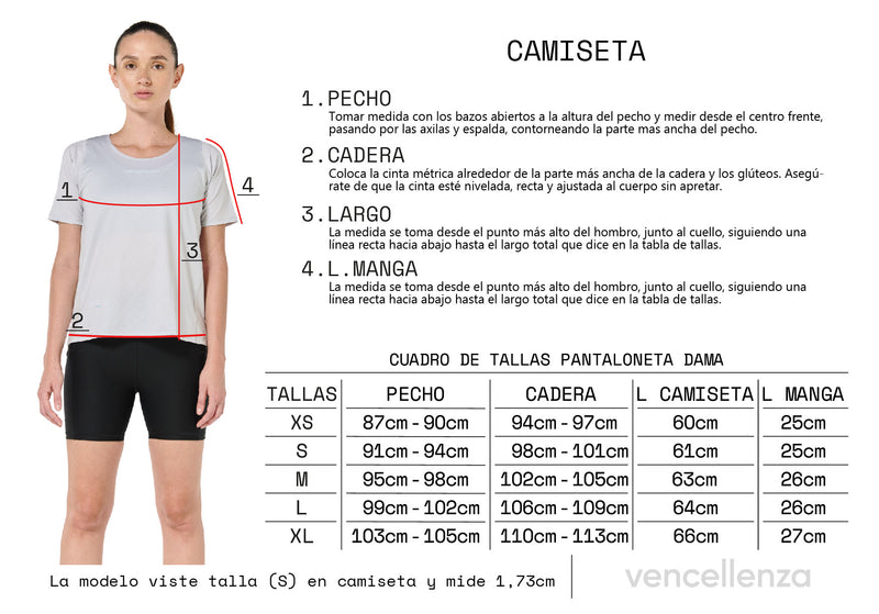 Guía de tallas mujer running camisetas