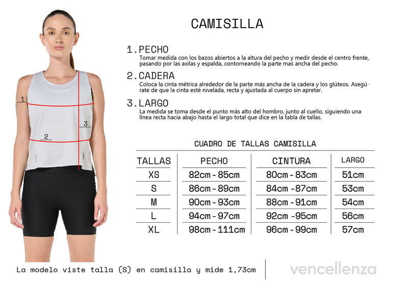 Guía de tallas mujer running camisillas