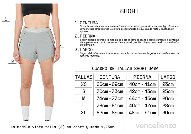 Guía de tallas mujer running short
