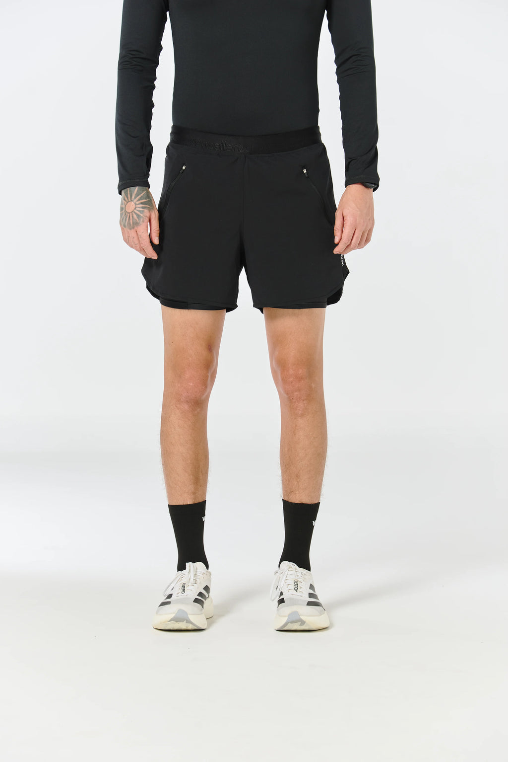 Pantaloneta running 5" - Negro