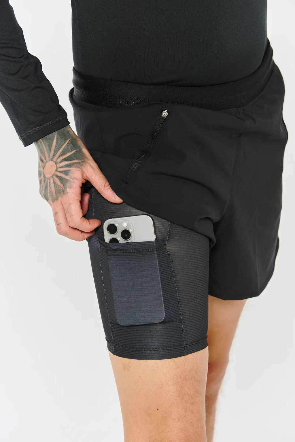 Pantaloneta running 5" - Negro
